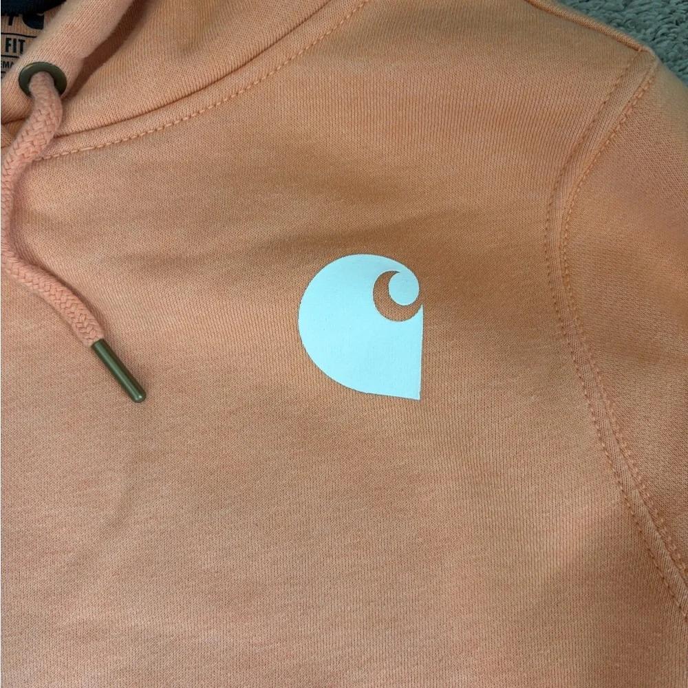 Carhartt Women’s  Orange Hooded Sweatshirt - Pullover Hoodie - Picture 2 of 5